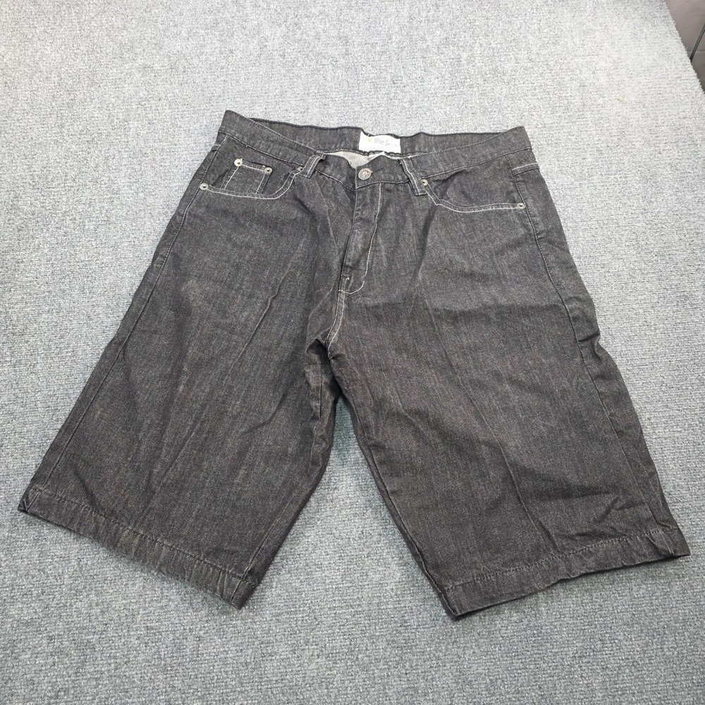 Blue Seven Men's Denim‎ Shorts Size 38, Black, Embroidered Pockets Y2K Jorts